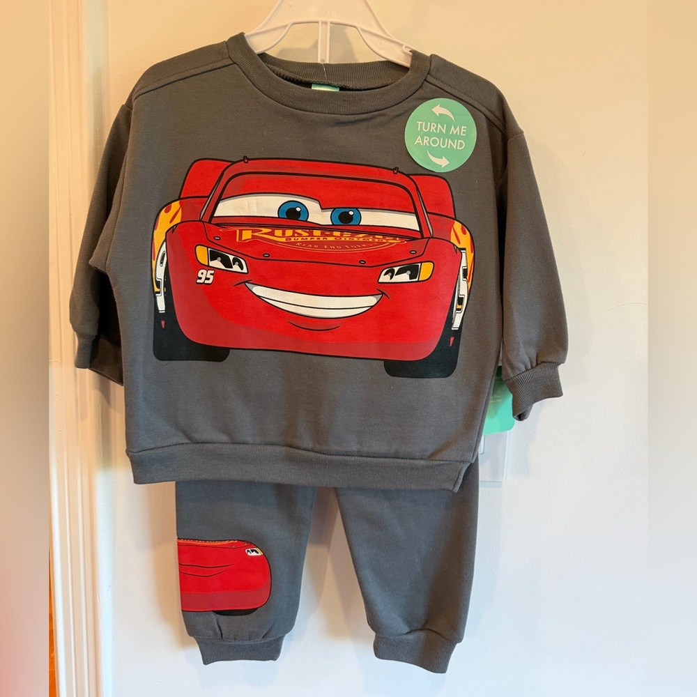 Disney Cars Gray and Red Sweatshirt Set NWT